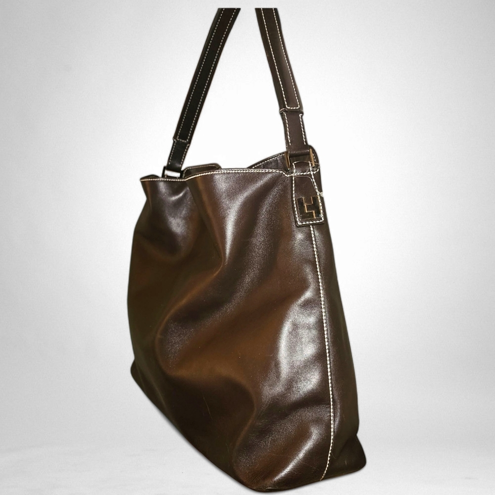 Lambertson Truex Classic Leather Hobo Bag in Dark Brown - Picture 2 of 12